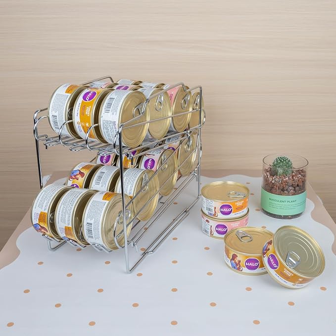 Cat Food Organizer - Wet Cat Food Rack for 3oz or 5.5oz Cans (24 Cans Capacity)