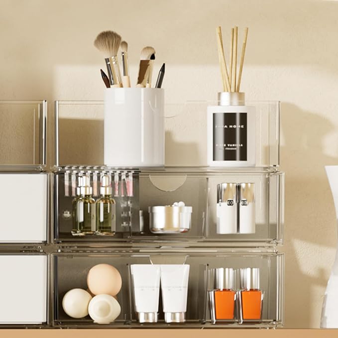 Practical Storage Container with Dividers Functional Stackable Drawer Storage Container for Beauty and Jewelry Beauty Product Box
