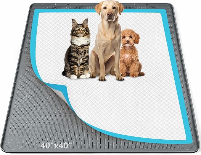 Pee Pad Holder for Dogs 40''x40'' Silicone Puppy Pee Pad Tray, Dark Grey | Extra Large Dog Potty Tray Leak-Proof, High Edge, No Spill Training Pads for Floor Protection, No Pee Pads