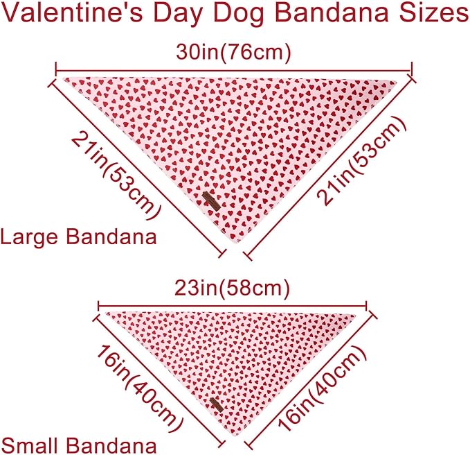 Valentine's Dog Bandana, UP URARA PUP Soft Cotton Adjustable Pet Scarf for Small, Medium, and Large Dogs, Cute and Comfortable Dog Accessory,S