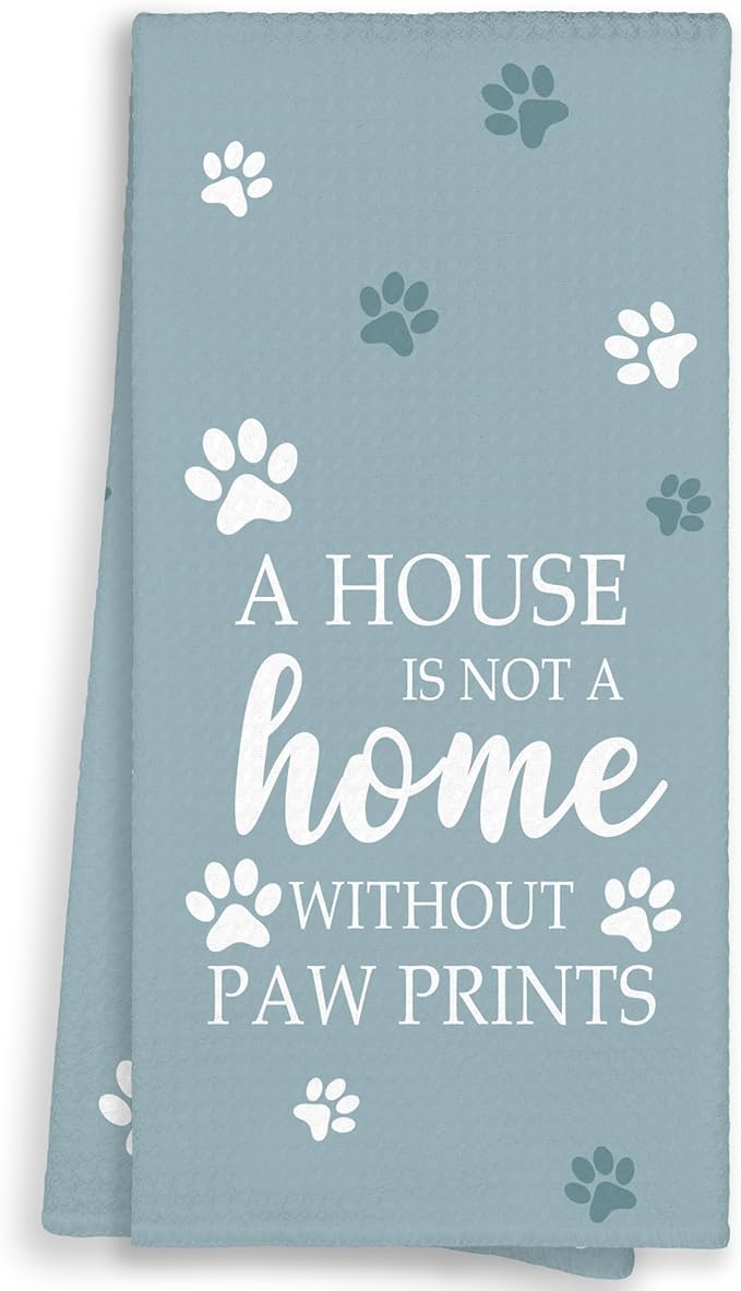 Funny Dog Paw Blue Kitchen Towels, Dog Lovers Gifts for Women Men Hand Towels for Bathroom, Gifts for Pet Lovers Decorative Hand Tea Dish Towels for Kitchen Decor 16x24in