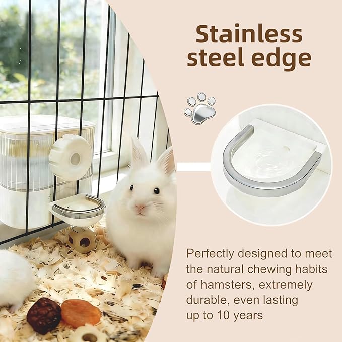 No Drip Hanging Automatic Rabbit Water Dispenser 650ml, Top Refill Pet Water Bowl Bottle BPA Free for Rabbits, Bunny Guinea Pig Ferret,Squirrel,Hamster,Puppy Kitten, Other Small Animals