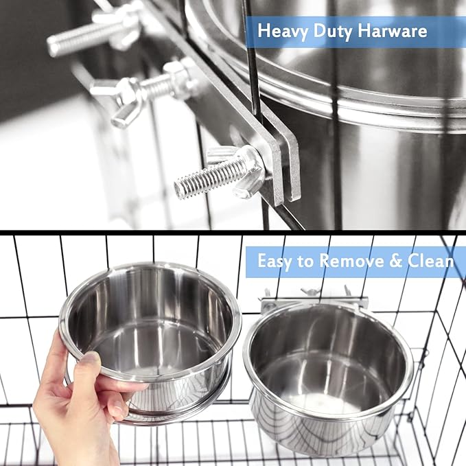 Kennel Water Bowl, 2 Packs No Spill Hanging Cage Crate Bowl for Cat, Small Dog Feeder
