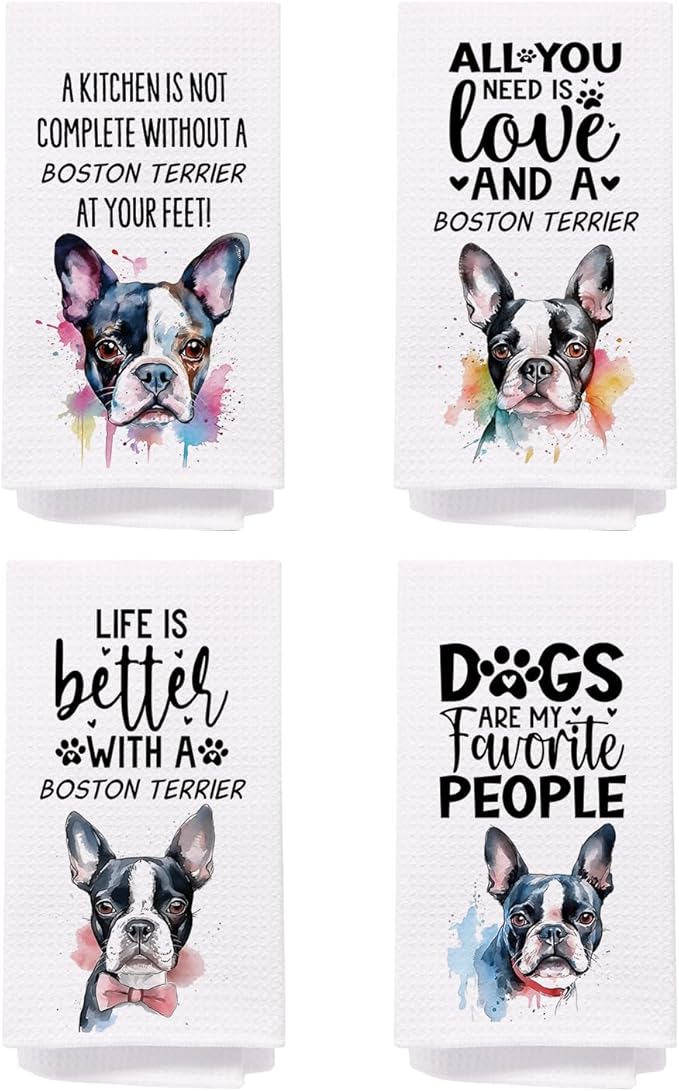 SPBL&L Boston Terrier Gifts for Women,Boston Terrier Decor Kitchen Bathroom Hand Dish Towels Set of 4,16x24 Inches