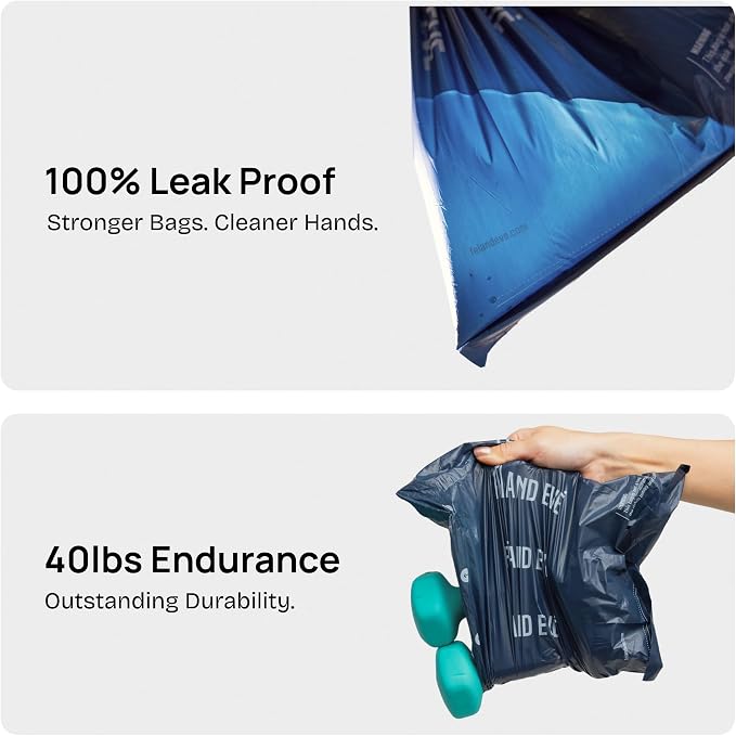 Fei & Eve Poop Bag Dispenser - Compact & Lightweight | Fits all Leashes | Compatible with all standard rolls | White, With 1 Roll Poop Bag