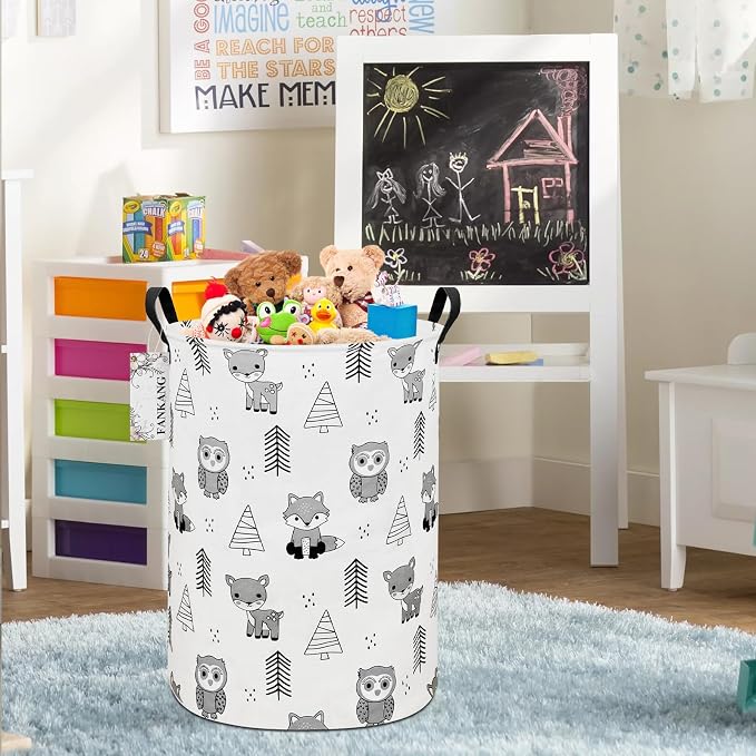 Storage Bin Foldable Nursery Organizer Basket Owl Animal | Foldable with Waterproof PE Coating Organizer Bin for Kids Boys and Girls,Office,Bedroom,Clothes