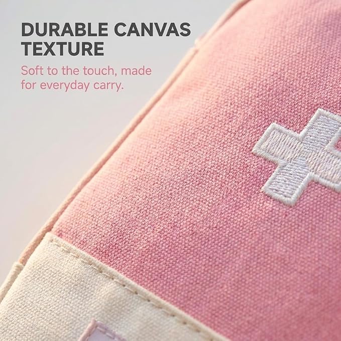 1 Pack First Aid Bag Empty, Empty First Aid Pouch, Mini Portable Medical Bag for Outdoor Camping Hiking Traveling Emergency Bag (Pink - Small) Sports and Outdoors