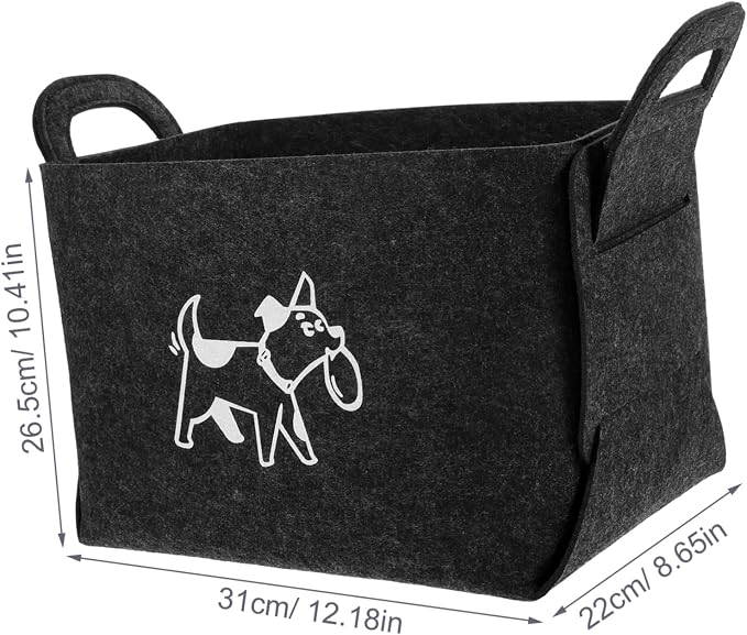 Felt Dog Toy Storage Organizer and Wear-resistant Felt Basket with Handle for Pet Toys and Household Items Color