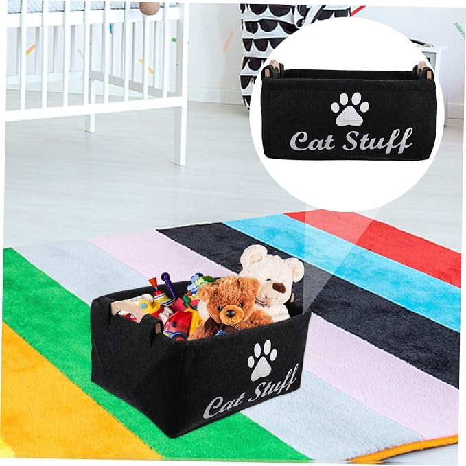 Luxury Felt Storage Box Pet Toy Storage Puppy Toy Basket Bin Sundries Basket Home Decor Elegant Organizer