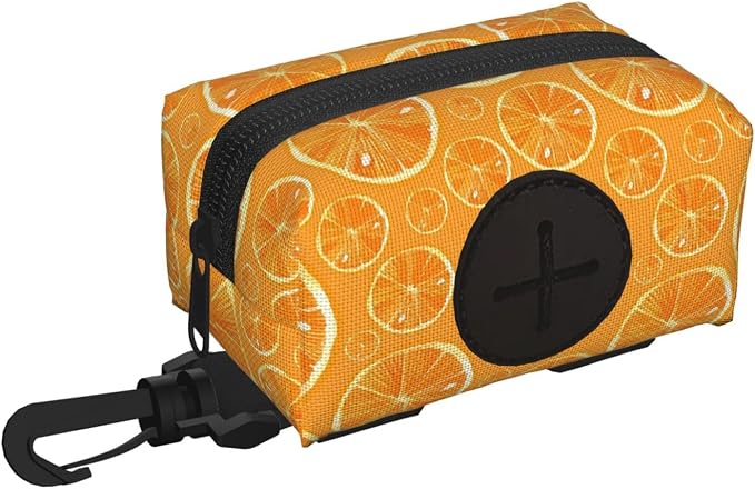 Citrus Orange Slices Pet Waste Bag Dispenser 0.2L | Portable Dog Poop Holder Waste Bag With Zipper Park Doggy Walking Accessory