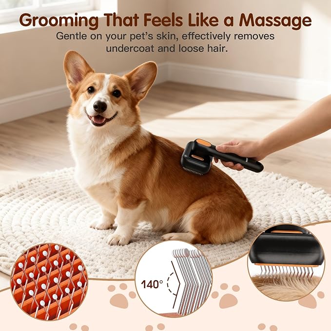 DDXCOOX Pet Deshedding Brush with Water Spray - Detangling Grooming Comb & Massager for Dogs and Cats