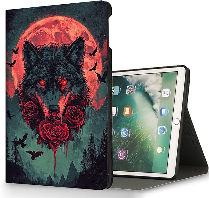 for Microsoft Surface Pro X/Pro X Plus-13 2019/2020/2021/2024 Tablet Case,Auto Wake/Sleep,Adjustable Stand Protective Cover - Dark Wolf Moon