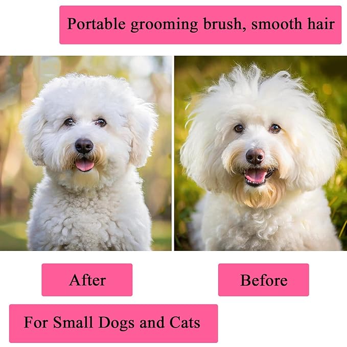 Dog Grooming Brush, Soft Puppy Massage Brush, Pet Hair Bathing Brush Comb, Hangable Grooming Tool for Poodles, Teddy, Yorkies, Maltese, Shih Tzu, Chihuahua (Rose Red)