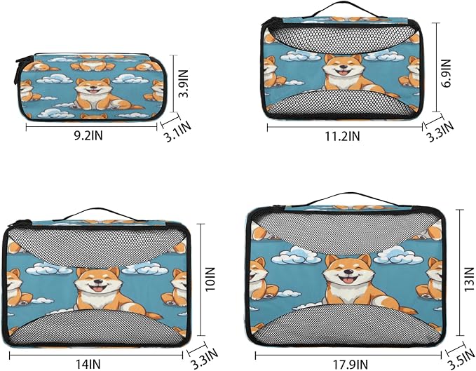 Packing Cubes for Travel, Cute Corgis Dogs Travel Luggage Packing Organizers for Women Men, Large Custom Toiletries Bag for Cosmetics Toiletries, Corgis Dogs