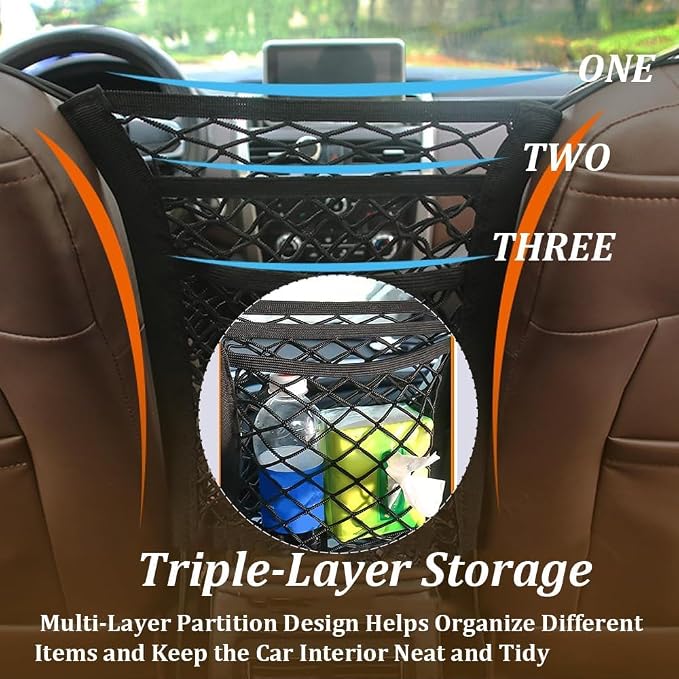 Car Pet Barrier for Kia Sportage 2017-2022, Dog Net Organizer Back Seat Mesh Divider Puppy Guard Automotive Storage Bag 3-Layer Stretchable Cargo Netting