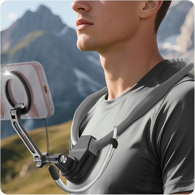 【2026 Extended Long】Magnetic Neck Mount for Phones,Neck Phone Holder | 27.6"Hands Free Pov Phone Holder Chest Mount for iPhone17–12 & Android,Go Pro DJI,Comfortable&Nature Shooting