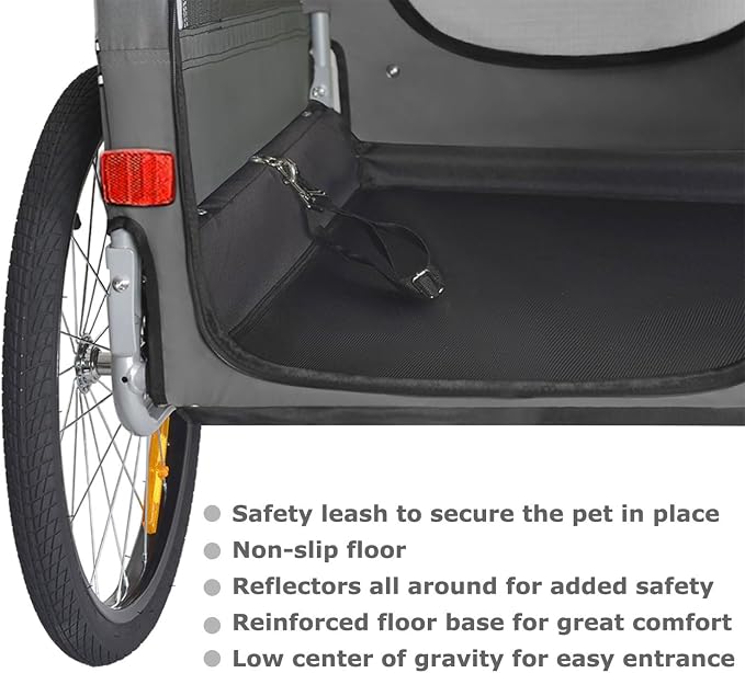 DOGGYHUT® Premium Large Pet Bike Trailer & Stroller Up to 77 lbs (Gray) | Bicycle Trailer for Small Medium or Large Dogs, Dog Bicycle Carrier, Low Center of Gravity, Folding Frame Cart