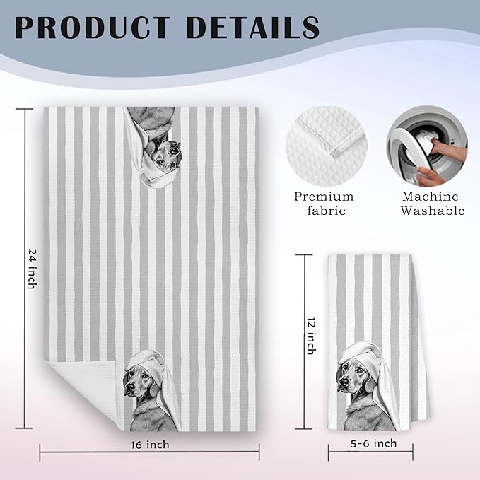 Funny Golden Retriever Bathroom Hand Towels, Gifts for Golden Retriever Lovers, Funny Dog Hand Towels for Bathroom Washroom Restroom, 16x24 Inch Set of 2