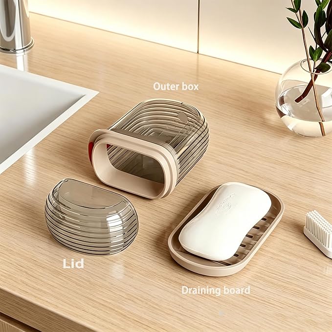 2 Pack Toothbrush Travel Case and Soap Travel Case, 2 in 1 Portable Travel Toothbrush Holder Leakproof Travel Soap Container Dish Tray Large Capacity Toothbrush Cup with Cover Travel Containers