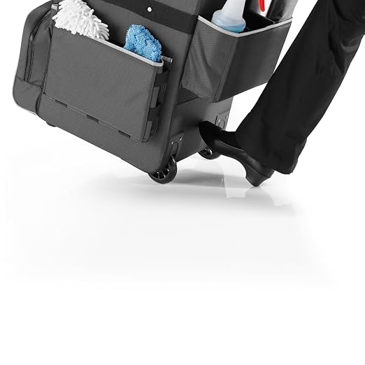 Rubbermaid Commercial Products Executive Quick Carts, Mobile/Travel Office Cart, Small, Dark Gray, for Housekeeper/Sales Rep/Medical Professionals/Home Healthcare/Teachers