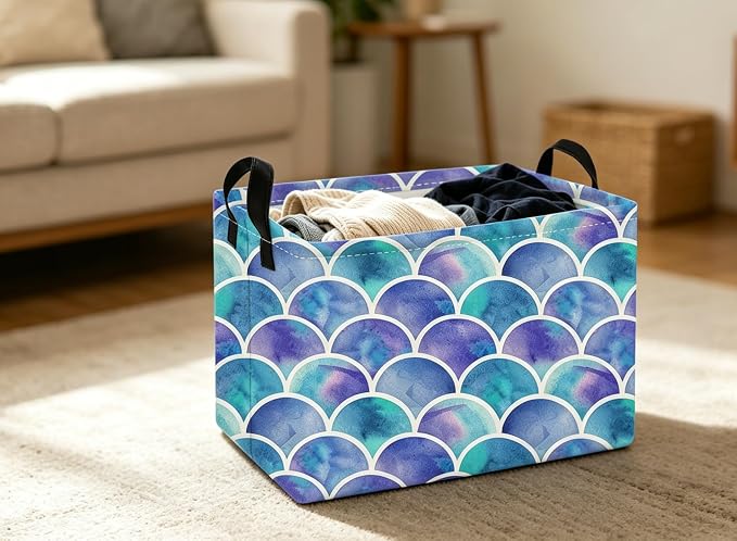 Essme Rectangular Girl Basket,Kids Storage Bins Organizer with Handles for Girls Room Decor, Gift Basket,Shelf Basket.(Bule)
