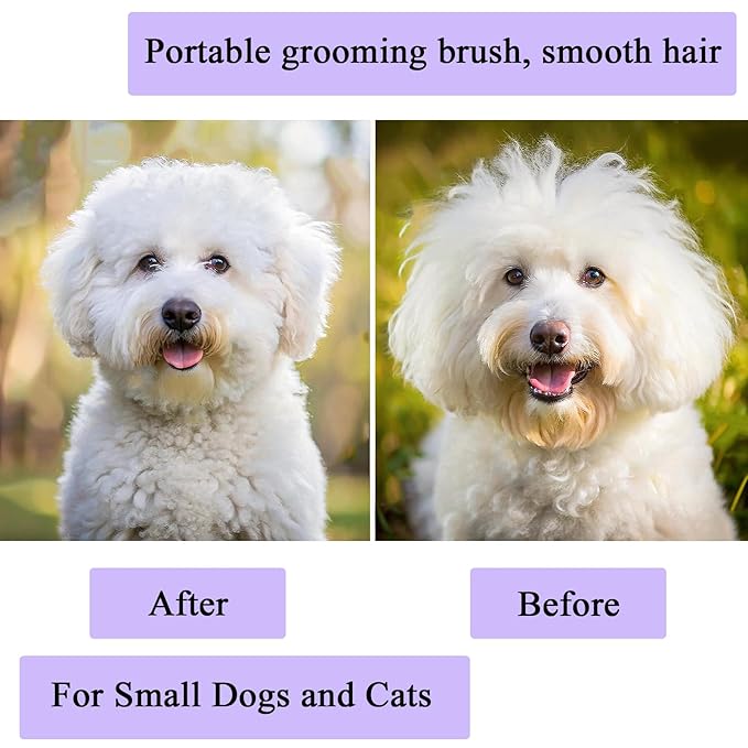 Dog Grooming Brush, Soft Puppy Massage Brush, Pet Hair Bathing Brush Comb, Hangable Grooming Tool for Poodles, Teddy, Yorkies, Maltese, Shih Tzu, Chihuahua (Purple)