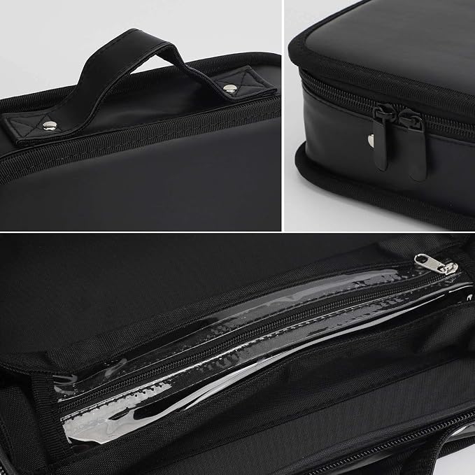 Segbeauty Barber Tool Bag, PU Leather Travel Makeup Toiletry Carrying Case, Hair Styling Cutting Grooming Kit Storage Organizer for Clippers Shears Combs Cosmetics Salon Beauty Supplies
