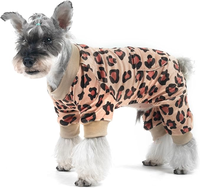 PUPTECK Soft Fleece Dog Pajamas for Small Medium Dogs, Dog Onesie Puppy Sweaters Clothes Jumpsuit Pjs, Cute Jammies Cat Coat Pet Costume Apparel
