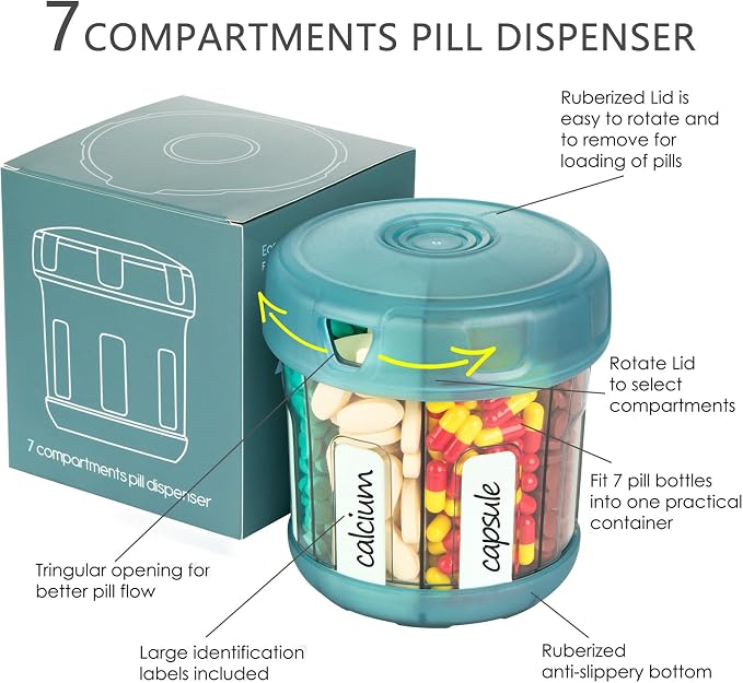 Yaklim Extra Large Supplement Organizer with XL 7 Large Compartments