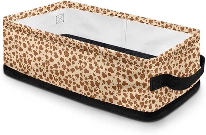 Leopard Toilet Paper Storage Basket with Handle, Decorative Shelf Bins Bathroom Basket Toilet Tank Topper Paper Storage for Toilet Roll Paper, Vanities Cabinets Towels