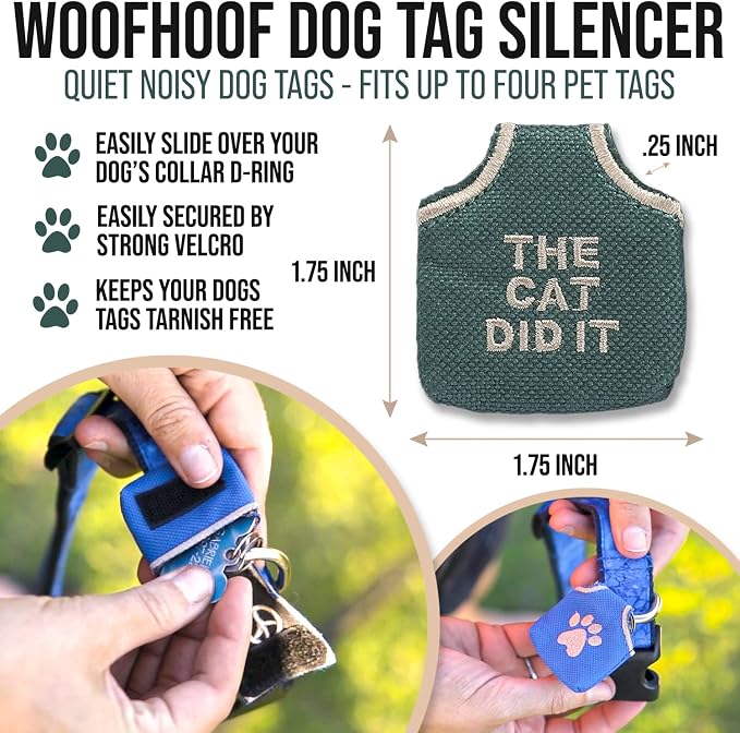 Woofhoof Dog Tag Cover (GreenThe Cat Did It)