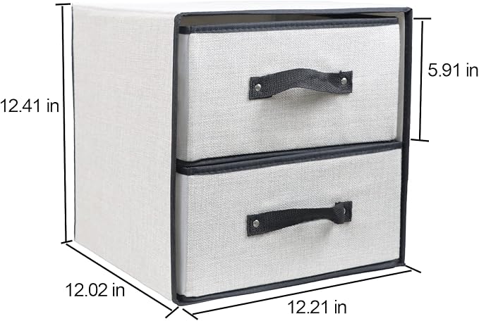 Linen Closet Organizer and Storage, Fabric Storage Drawer Organizer with 2 Drawers for Underwear, Sock, Bra, Small Items - Light Gray