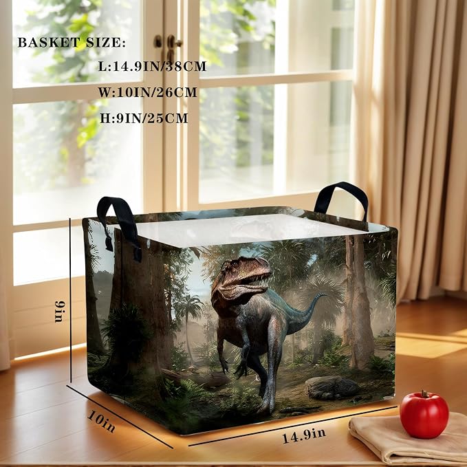 Cute 3D Dinosaur Kid Storage Basket Trendy Toy Box, Baby Laundry Hamper, & Clothes Organizer Fantastic Boy Gift & Nursery Bin for Modern Bedrooms (Tyrannosaurus Rex)