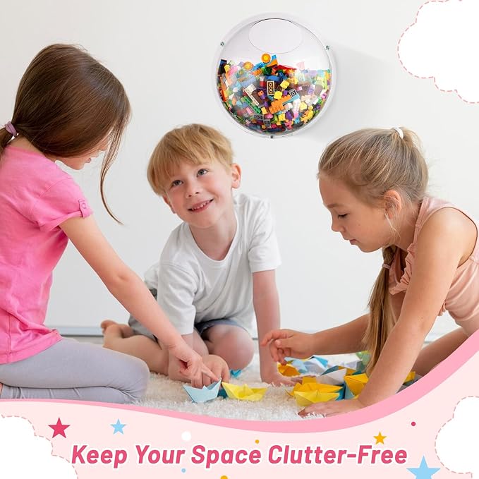 2 Pack Acrylic Wall Organizer Acrylic Toy Dispenser for Wall, Toy Storage Display with Back Panel Hanging Clear Holder for Blocks, Snacks, Cars