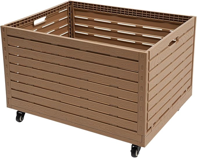 Collapsible Rolling Crate on Wheels, Heavy Duty Foldable Storage Bin(1PCS) | 440lbs Capacity Plastic Furniture Moving Dolly Cart for Travel Shopping