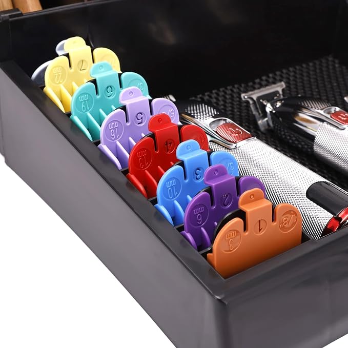 Barber Clipper Organizer Barber Tools Tray Salon Hairdressing Clipper Scissors Rack Holder Storag Scissors Holder Blade Rack Storage Tray for Clipper Guard Holder (Assemble)