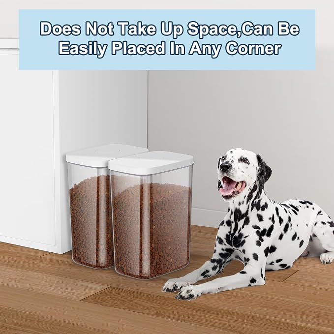 LEAWALK 5-8 Lbs/6Qt Airtight Dog Cat Food Storage Container and Pet Storage Bin BPA-Free, PET Clear Stackable Dog Treat Containers Measuring Scoop Suitable for Dogs Food, Cats Food and Other Dry-2Pack