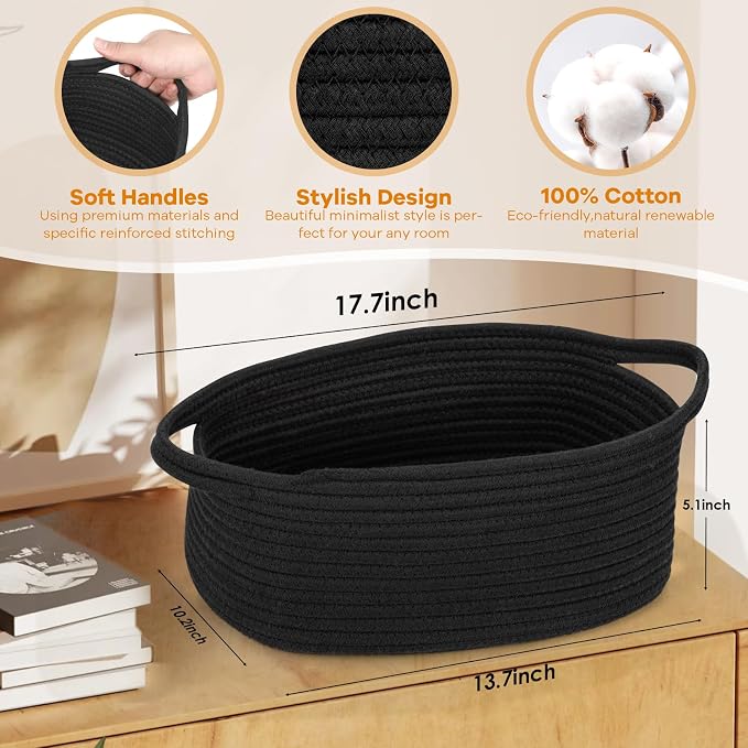 Black Basket for Gifts Cute Baby Gift Baskets Empty 13.7"x10"x5" Decorative Storage for Organizing Shelves Closet Baby Nursery Basket Bin Toy Storage tote Organizer