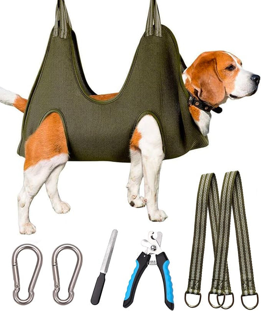 Kkiimatt Dog Grooming Hammock Harness for Medium-Large Size Dogs, Pet Grooming Hammock Dog Nail Hammock with Nail Clippers/Trimmer,Dog Sling Holder Helper for Nail Trimming/Clipping
