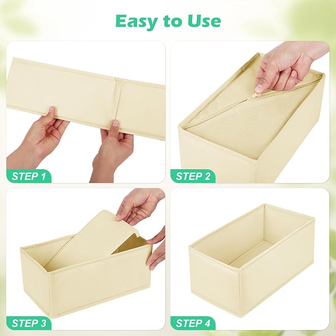 Drawer Clothing Organizer 16-Pack,Beige Underwear Dividers | Multiple sizes Fabric Folding Wardrobe Organizer,Storage Bins Store Baby Clothes, Bras, Underwear,Panties,Belts,Socks,Ties
