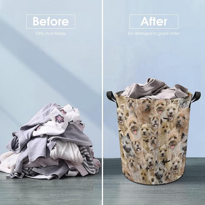 Cairn Terrier Print Laundry Basket, Pet Cairn Terrier Dog Laundry Hamper, Waterproof Foldable Storage Basket Dirty Clothes Storage Bin for Books Pets Bathroom, Cairn Terrier Lover Gifts