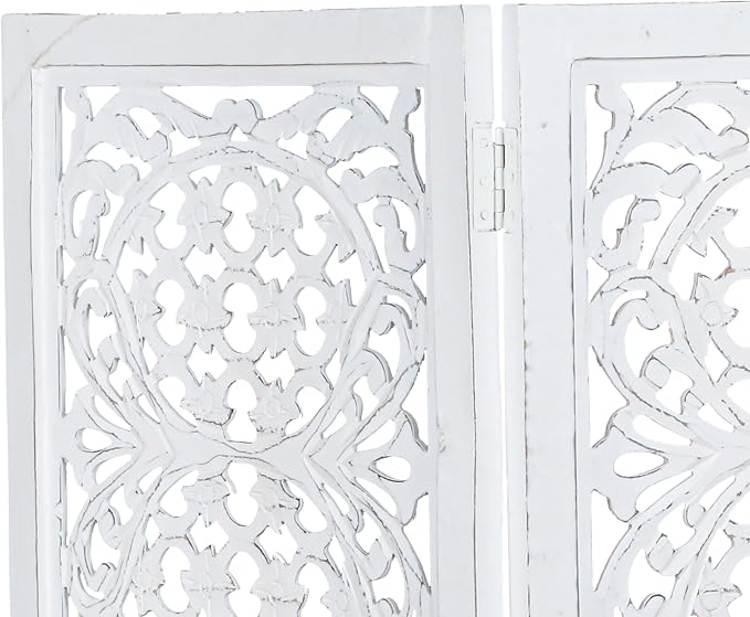 Lightnpro 4-Panel Wooden Dog Gate with Stopper – 72 Inch Extra-Wide Foldable Freestanding Pet Barrier, Antique White Indoor Safety Fence for Small Dogs & Puppies – 24x18 Inch Panels