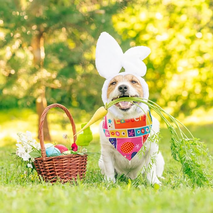 Sanwuta 30 Pieces Easter Dog Bandanas Easter Dog Bibs Holiday Pet Costume Outfit Triangle Scarf Kerchief for Small to Medium Pet
