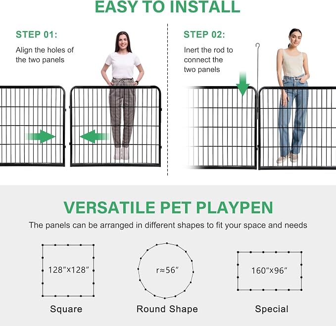 Dog Pen Pet Playpen Kennel Fence Outdoor Indoor Play Yard Puppy Exercise Barrier 31'' W x 24'' H 16 Panels (16 Panels, 24 Inches)