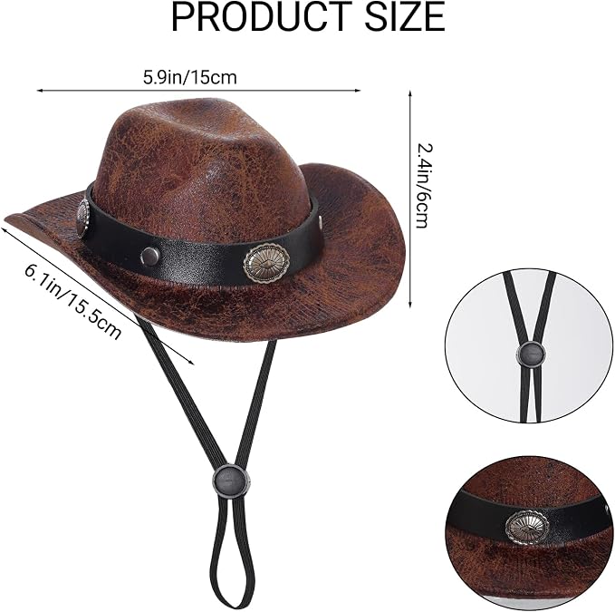 Cowboy Costume Set for Small Dog Cat Pet Mini Cowboy Hat Sunglasses with Bandana for Halloween Holiday Party Cosplay