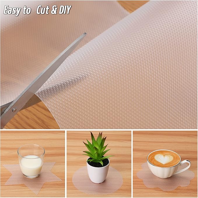 Anoak Shelf Liner, 12 Inches x 20(240.1 Inch) FT Non-Slip Cabinet Liner, Diamond Pattern Clear