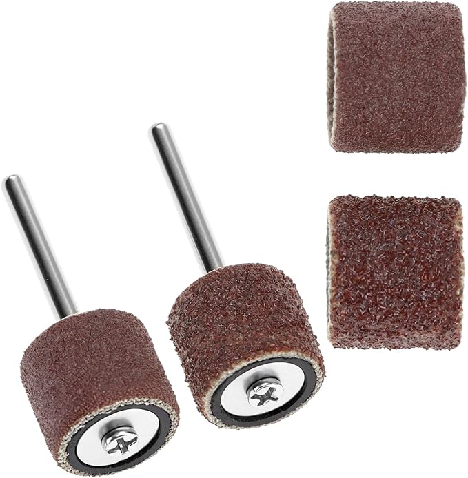 QWORK Pet Nail Grinder Replacement Kit - 20 Sanding Bands (60 & 100 Grit) & 2 Grinding Drums for Dog Claw Care - 0.5 Inch Grooming Tool Accessory for Trimming & Smoothing