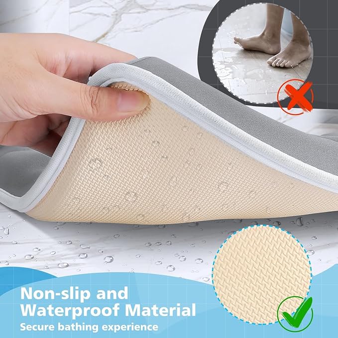 Tiikiy 1.5" Extra Thick Baby Bath Kneeler and Elbow Rest Set, Memory Foam Pad with 4 Organizer Pockets, Comfort Support for Bathing Baby & Pets - Gray Green