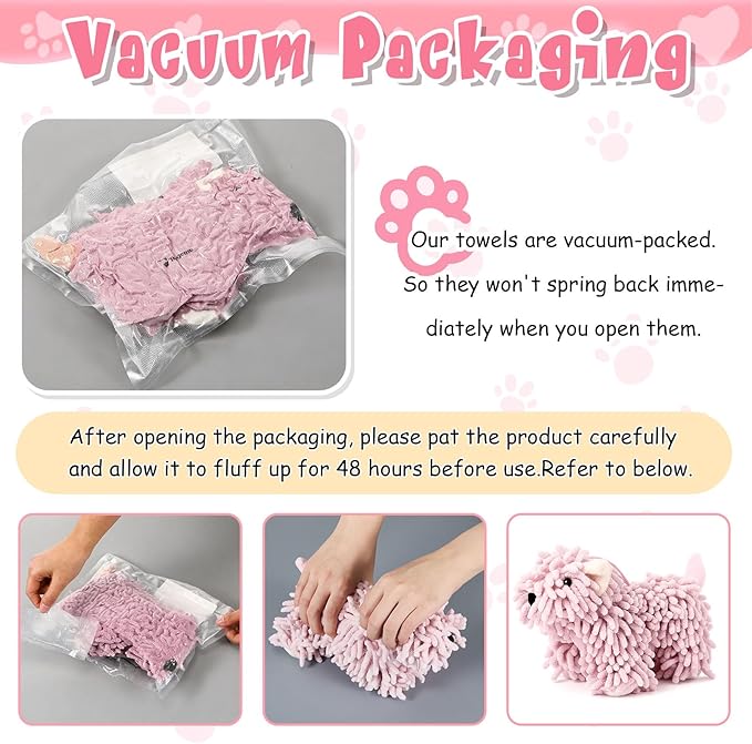 Tegeme 1 Pcs Chenille Dog Hand Towel Fuzzy Dog Towel Absorbent Microfiber Soft for Bathroom Kitchen Washstand (Pink)