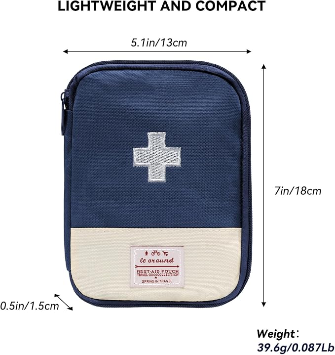 Faylapa 3 Pcs Mini Empty First Aid Bag, 7x5 inches Mini Portable Medical Pouch, Travel Emergency Multifunction Emergency Storage Bag for Hiking, Home, Travel, Camping, Outdoor, Car, Office(Bag Only)